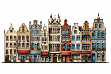 Brussels urban landscape. Pattern with houses. Illustration