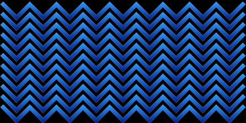 Zig-zag blue chevron pattern on black background. Zigzag chevron decorative design isolated. Seamless geometric vector shape for : wallpaper, backdrop, fashion, print, textile ornament, ect