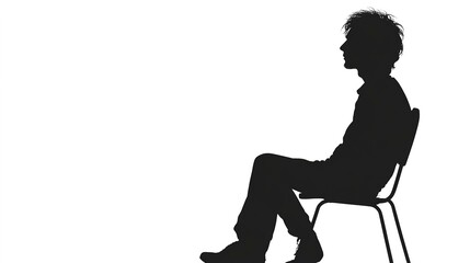 Fototapeta premium silhouette of a person sitting on a chair on white background 