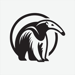 Obraz premium Anteater art logo vector design white illustrator