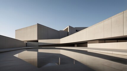 Obraz premium Minimalist Concrete Building with Geometric Patterns and Clean Lines - Modern Architecture