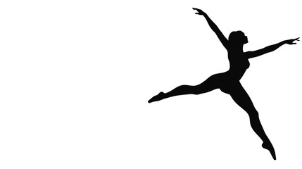 Black silhouette of Ballet dancer on white background 