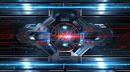 Futuristic Abstract Background with Red and Blue Lights.