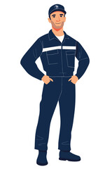 Fototapeta premium Construction worker wearing hat