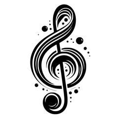 good teste of music, treble clef with flower element, editable stroke, vector art ready for your brand.