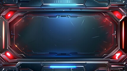 Futuristic Interface with Glowing Red and Blue Lights.