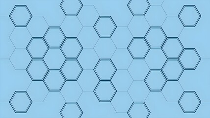 Naklejka premium Geometric abstract background with simple light blue hexagonal shapes on a soft minimalistic surface ideal for technology or scientific themes in digital designs.