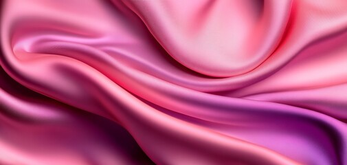 Obraz premium A close-up view of flowing pink silk fabric, showcasing its smooth texture and vibrant colors in a visually appealing manner.