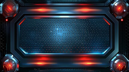 Futuristic Metal Panel with Glowing Lights.