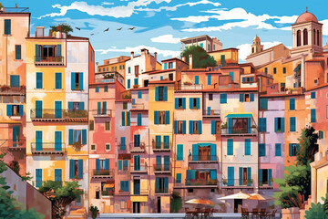 Fototapeta premium Illustration of a Rome city landscape with buildings. Illustration for your design
