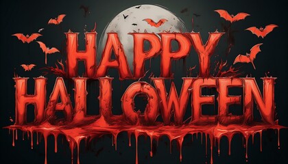 Happy halloween illustration, bloody red letters