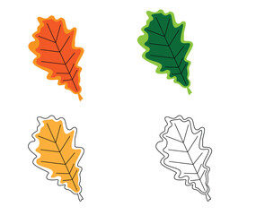 Obraz premium Oak Leaves Set Different Colors. Nature plants and flowers concept vector