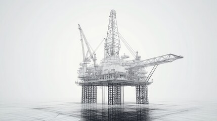Wireframe model of an offshore oil rig platform.