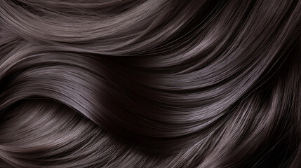 Naklejka premium Dark chocolate brown hair flowing with soft curls and a high-shine gloss, creating a sleek and sophisticated fashion-forward look.