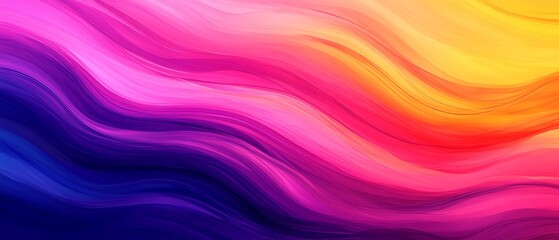 Obraz premium Vibrant abstract waves in a gradient of colors, blending hues of pink, orange, and purple for a stunning visual effect.