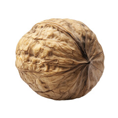 Obraz premium Whole Walnut Isolated on Transparent Background, Brown Nut Close-Up