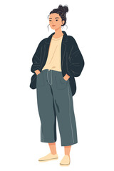 A woman wearing a high fashion outfit