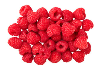 Fresh raspberries red berries isolated on white background with clipping path.
