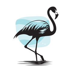 Hand drawn silhouette Flamingo vector illustration with white background, Silhouettes Animal