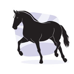 Hand drawn silhouette  Horse vector illustration with white background, Silhouettes Animal

