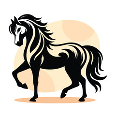 Hand drawn silhouette  Horse vector illustration with white background, Silhouettes Animal

