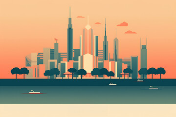 Obraz premium Abu Dhabi urban landscape. Pattern with houses. Illustration