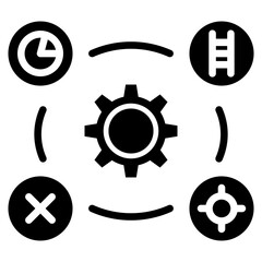 Swot analysis icon with glyph style