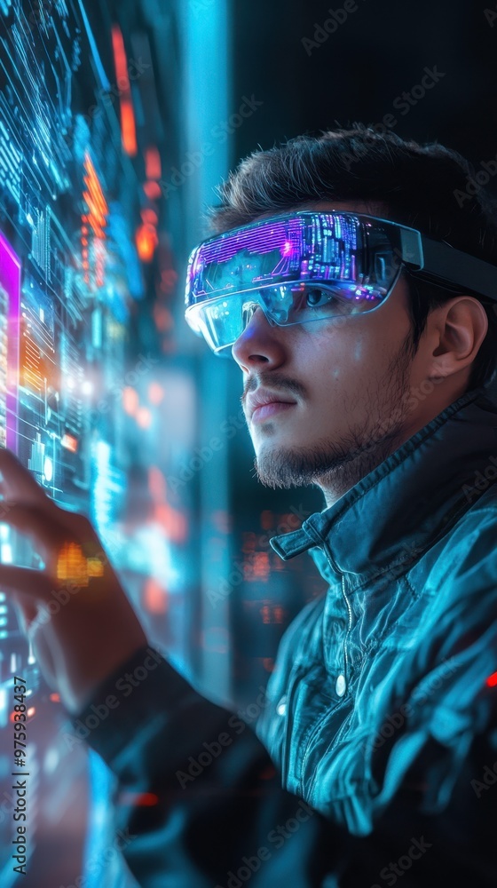 Poster augmented reality transforms urban life as people engage with digital environments in 2040