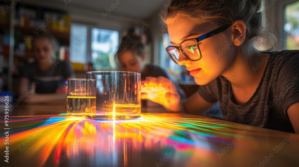 Aufkleber students explore light diffraction through a physical experiment during a school science class