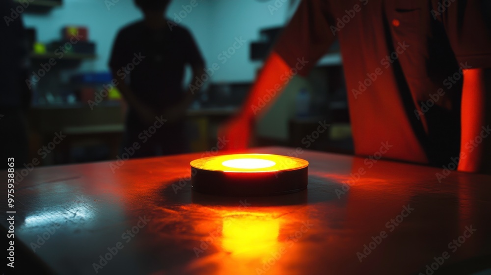 Poster Students Exploring Light Interference in a Physics Experiment at School During Evening Hours
