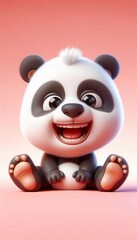 Naklejka premium 3D lachendes Pandabär Baby