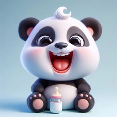 Naklejka premium 3D lachendes Pandabär Baby