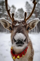 Captivating Close-Up of a Reindeer's Face Highlighting Its Unique Features and Nose Texture for Nature Photography