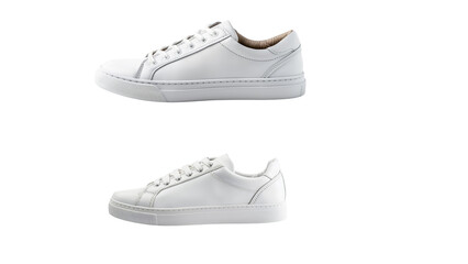 Casual white sneakers with a minimalist design and comfortable sole, isolated on a white background