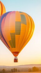 Glowing hot air balloons rising at dawn, vibrant colors against the early morning sky, peaceful and uplifting glowtime