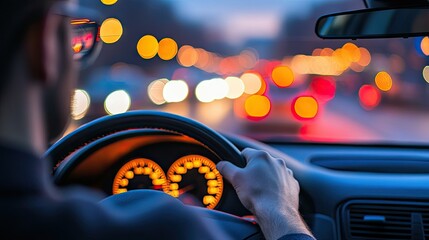 Blurry vision while driving, showing the dangerous impact of cataracts on everyday tasks.