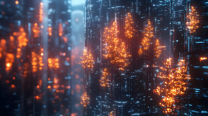 Abstract 3D Background with Glowing Shapes