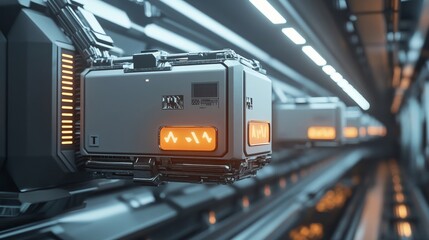 Obraz premium futuristic cargo boxes delivery system 
