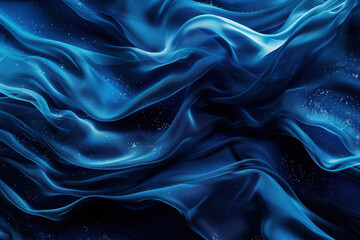 Obraz premium close up horizontal image of a blue shiny wavy abstract illustration background
