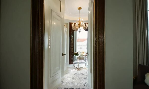 Elegant Hallway to Parisian Balcony View 