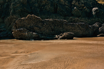 Serene Coastal Rock Formation at Mawgan Porth Beach, Newquay, Cornwall