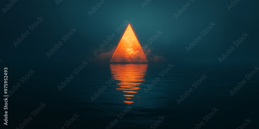 Poster the 3d rendering showcases a mesmerizing triangular tunnel, adorned with vibrant patterns, illustrat