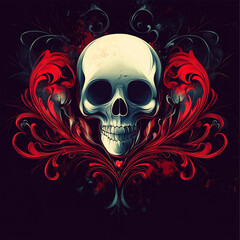 Generative AI, Intricate Artistic Expression of a Skull