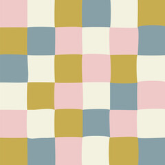 Pink Green Blue Checkerboard colors vector seamless pattern. Grid tile Geometric abstract background for kitchen textiles, wrapping paper, banners, wallpapers, cover, card, fabric