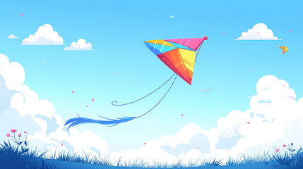 Kite, a simple flat illustration, bright colors, vector graphic, white background