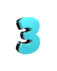blue plastic number 3