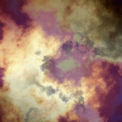 Fractal render, abstract fantasy background of colorful sky with colorful clouds