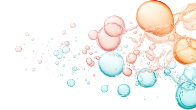 Abstract gradient bubbles on black background creating a vibrant and fluid texture, ideal for artistic and modern graphic designs.