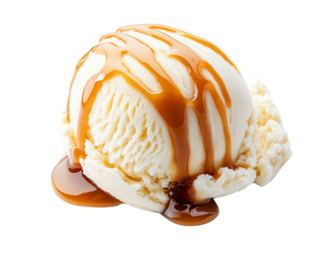 vanilla icecream scoop, almost perfectly round, creamy texture