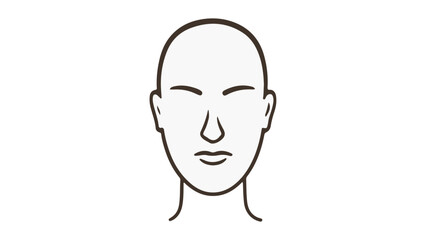 simple serious person face illustration without eyes 
